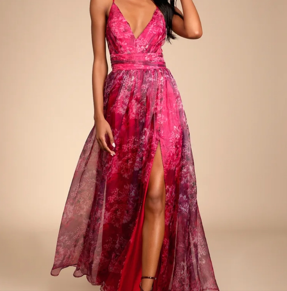Lulu's Magenta Floral Dress